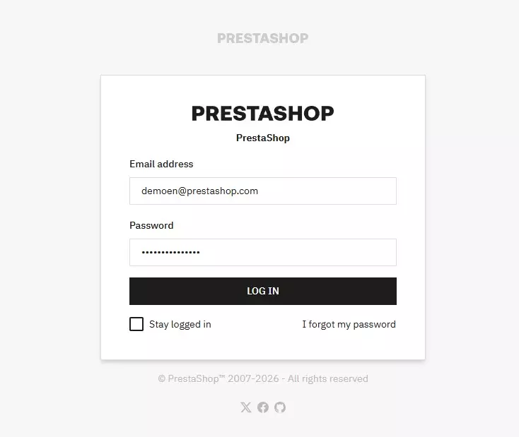 ecran login prestashop v9